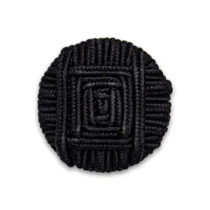 1 1/8" Woven Squared Black Passementerie Button (Made in China)