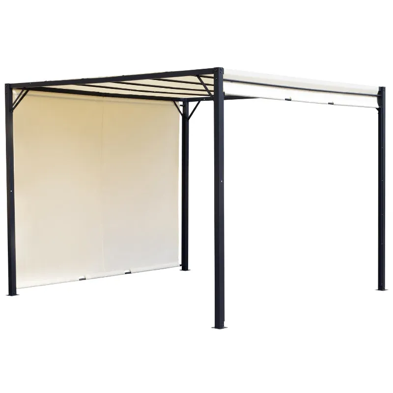 10' x 10' Steel Pergola with Retractable Canopy - Cream White