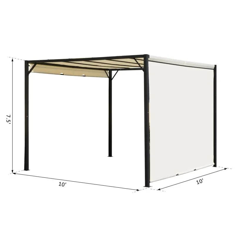 10' x 10' Steel Pergola with Retractable Canopy - Cream White