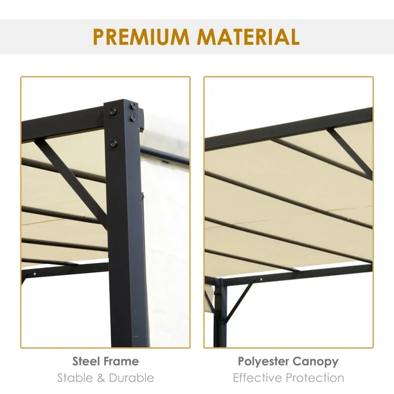 10' x 10' Steel Pergola with Retractable Canopy - Cream White