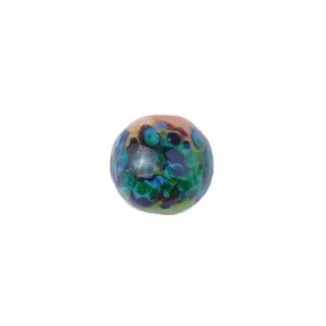 12mm Peach and Lime with Blue Dotty Swirl Round Lampwork Beads (5 Pieces)