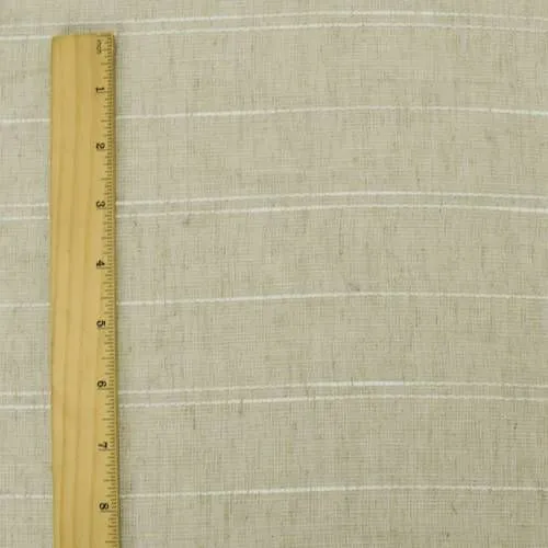 3 1/2 YD PC--Natural Beige/White Semi-Sheer Striped Drapery Fabric