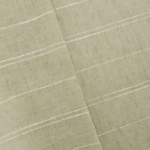 3 1/2 YD PC--Natural Beige/White Semi-Sheer Striped Drapery Fabric