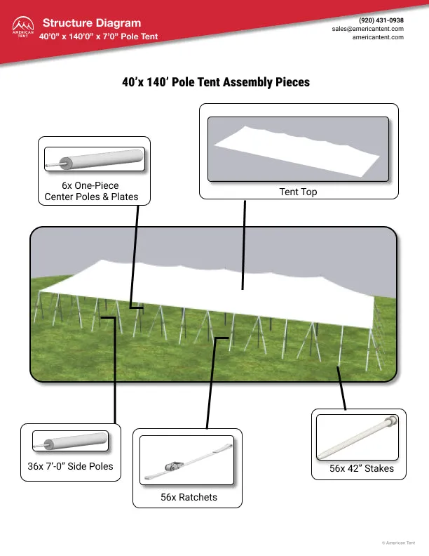 40x140 Pole Tent