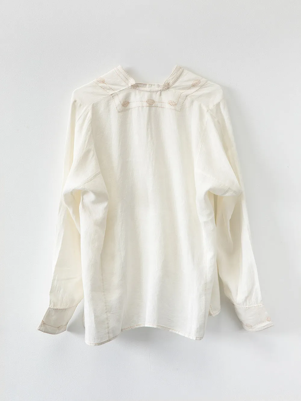 Aarika Linen Hand Embroidered Top in Soft White