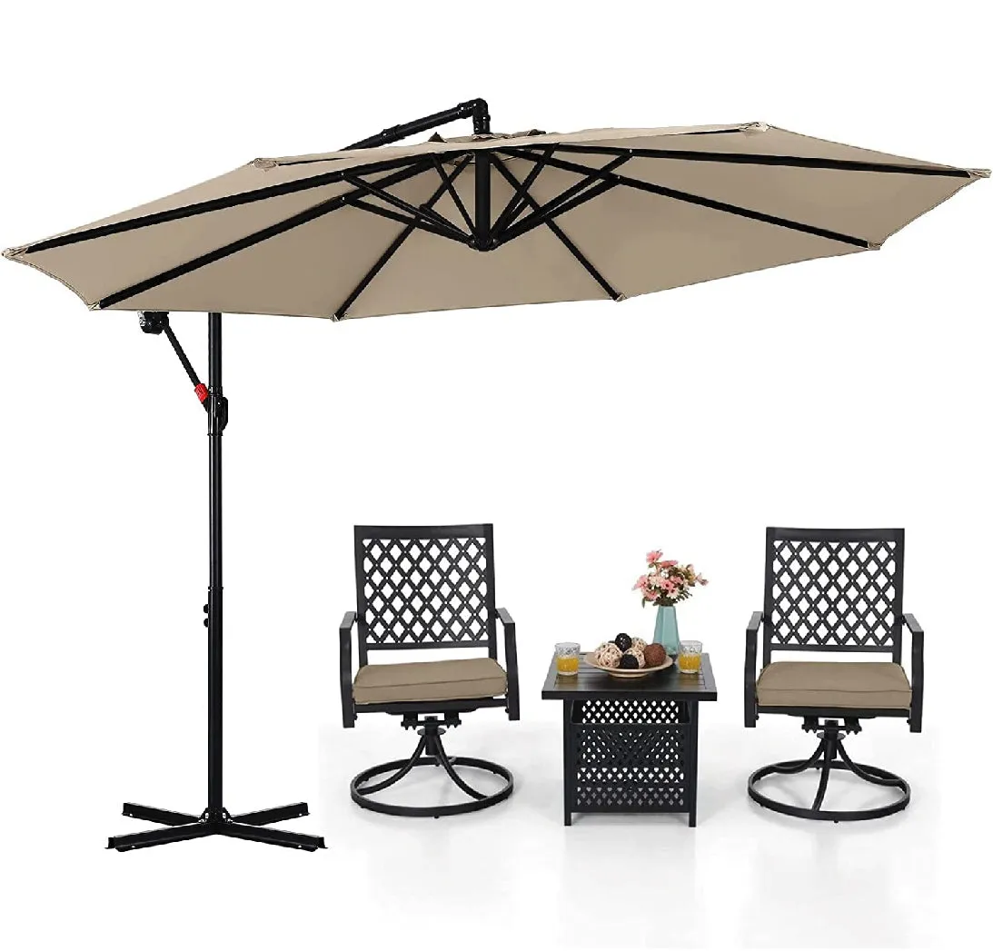 ABCCANOPY Market Hanging 9/10FT Patio Outdoor Umbrellas with Crank & Cross Base