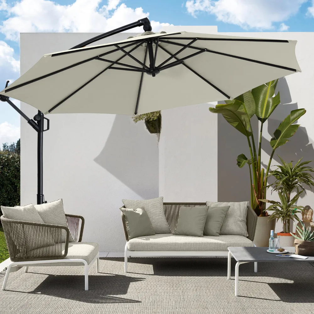 ABCCANOPY Market Hanging 9/10FT Patio Outdoor Umbrellas with Crank & Cross Base