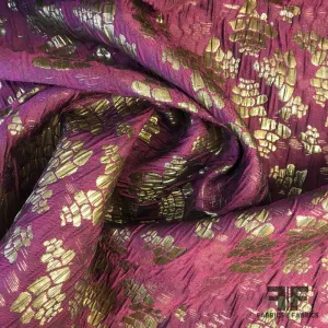 Abstract Metallic Textured Brocade - Gold / Wine Berry