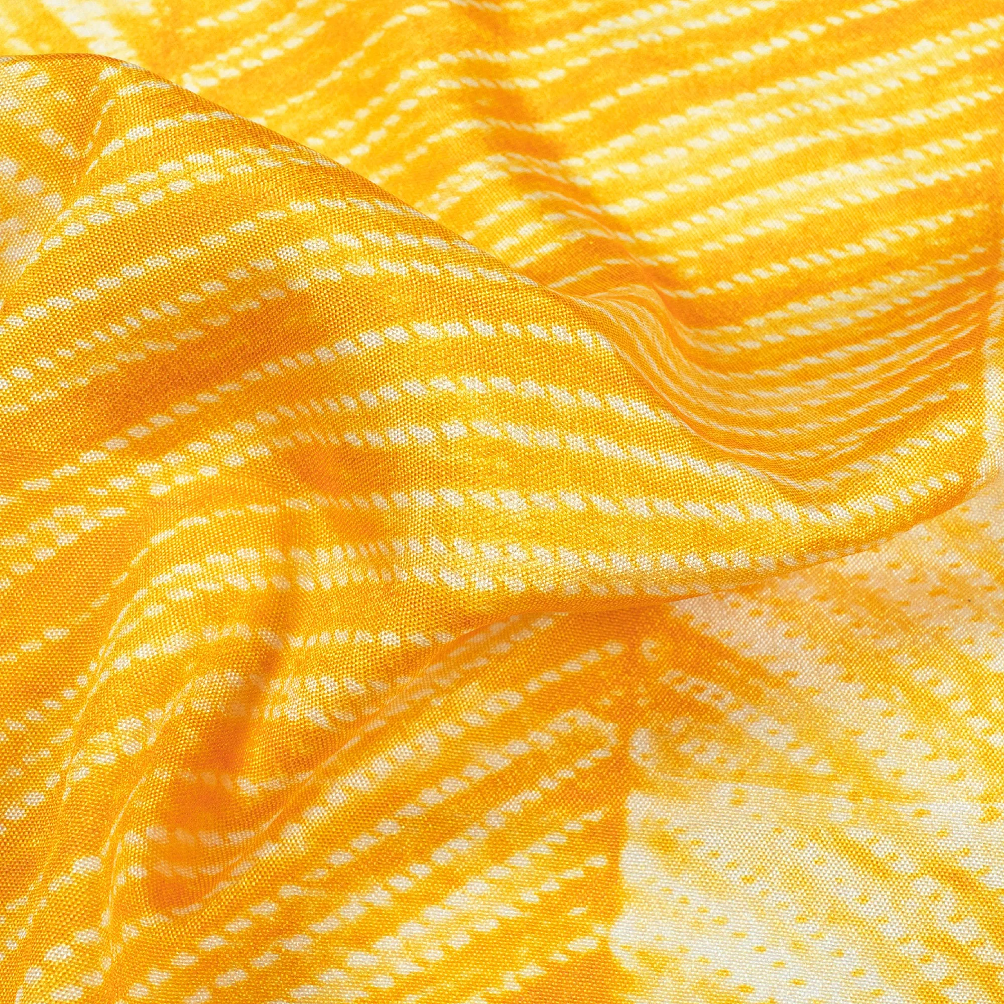 Amber Yellow Chevron Pattern Digital Print Crepe Silk Fabric