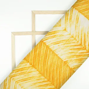 Amber Yellow Chevron Pattern Digital Print Crepe Silk Fabric