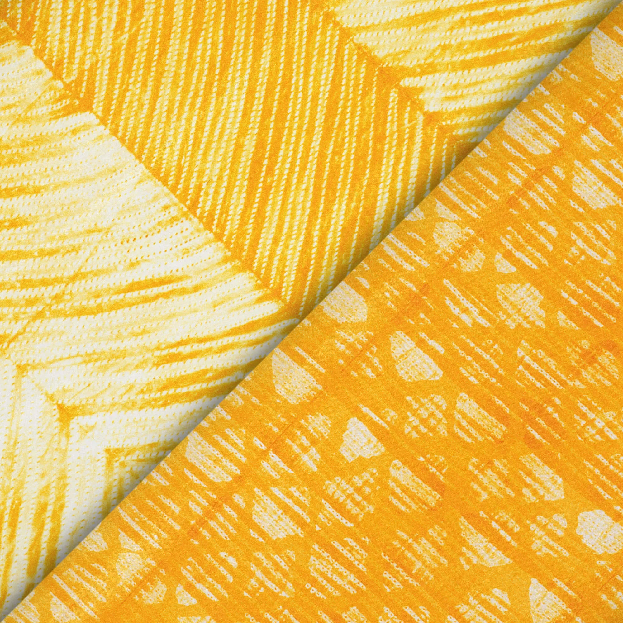 Amber Yellow Chevron Pattern Digital Print Crepe Silk Fabric