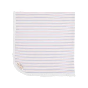 Baby Buggy Blanket - Lauderdale Lavender & Palm Beach Pink Stripe with Worth Avenue White