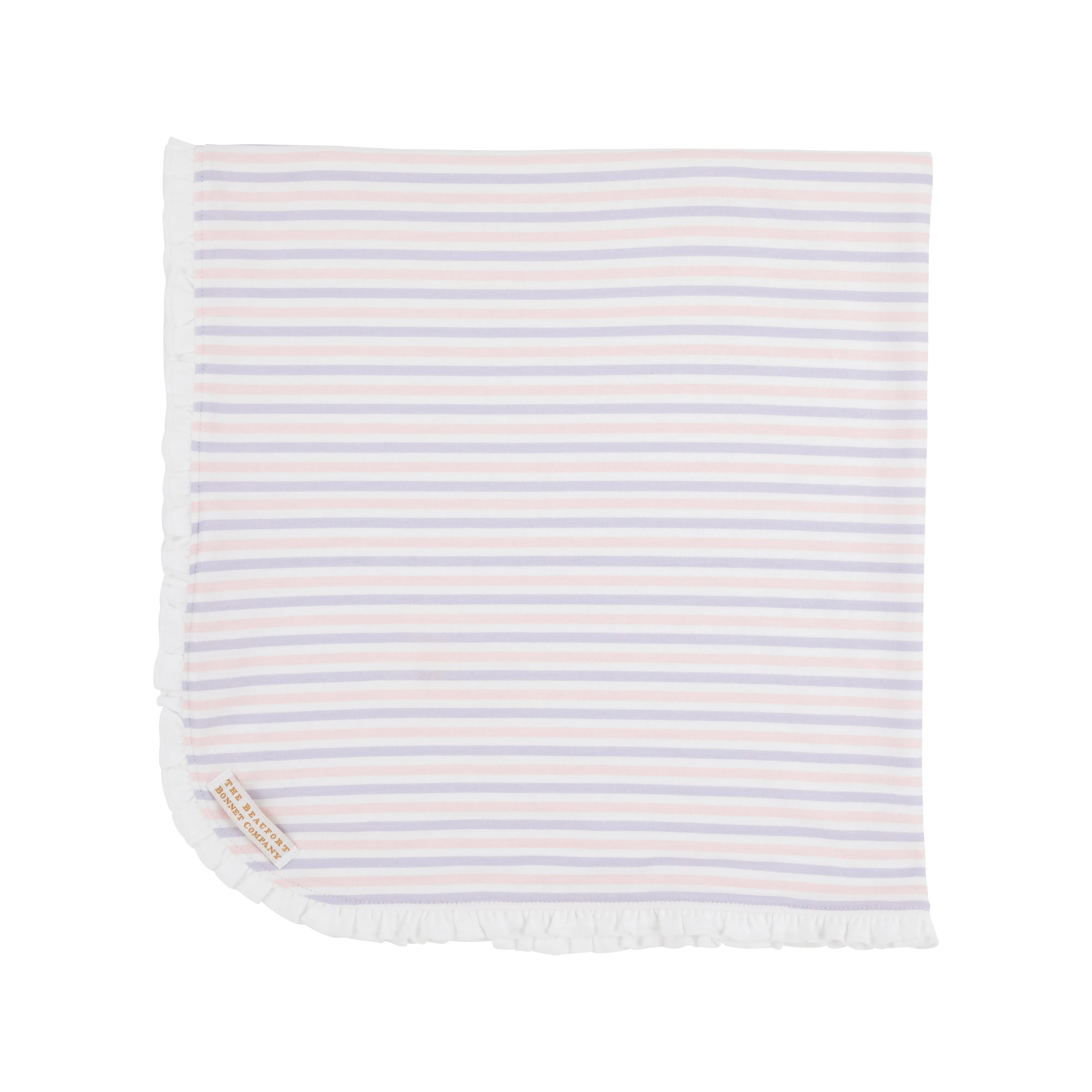 Baby Buggy Blanket - Lauderdale Lavender & Palm Beach Pink Stripe with Worth Avenue White