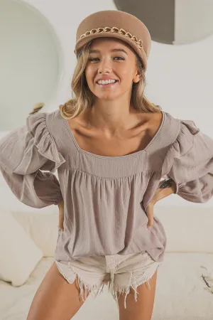 BibBi Washed Crepon Boho Top