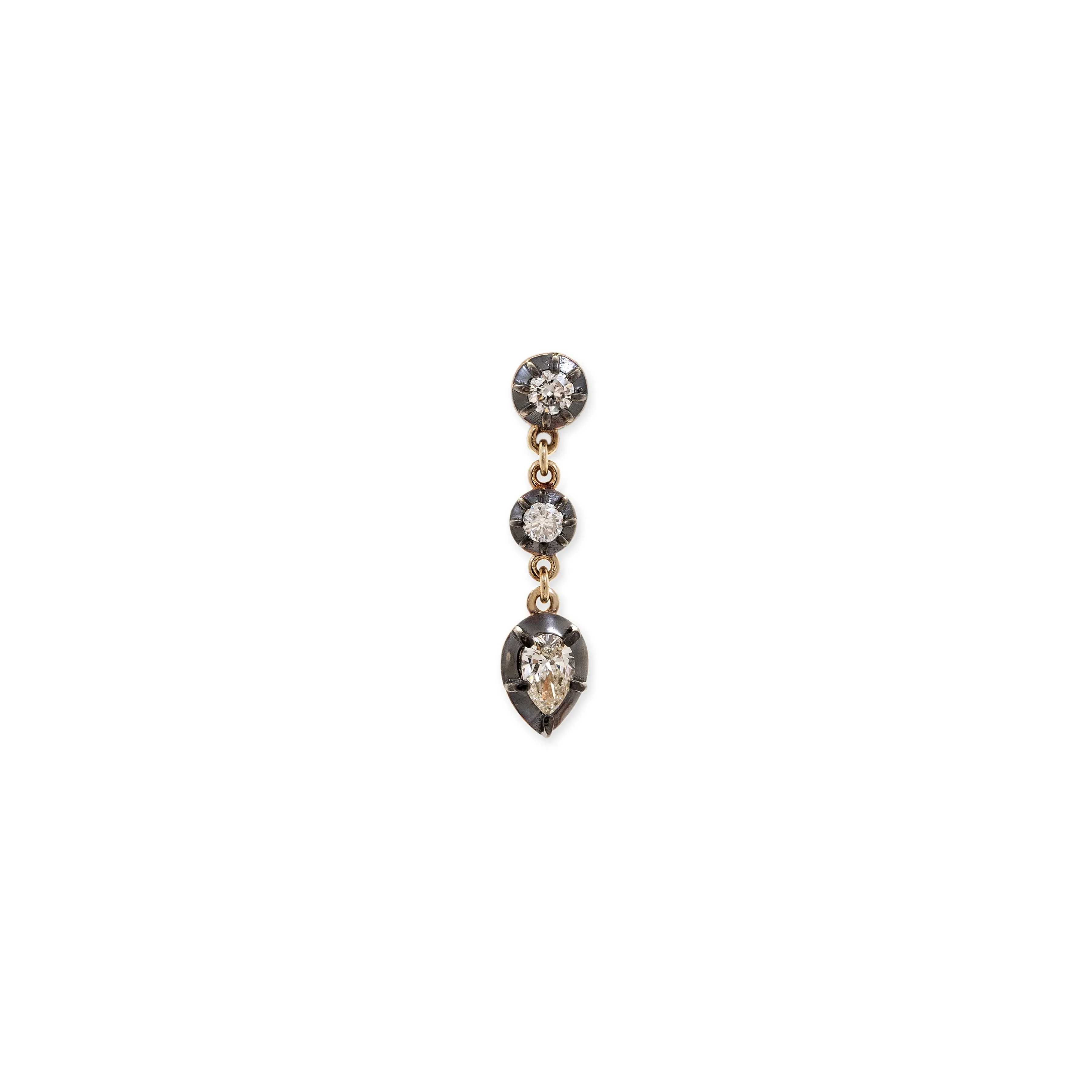 BLACK RHODIUM SOPHIA 2  1 DIAMOND TEARDROP DROP STUD