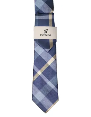 BLUE PLAID 2 PC TIE & HANKIE SET