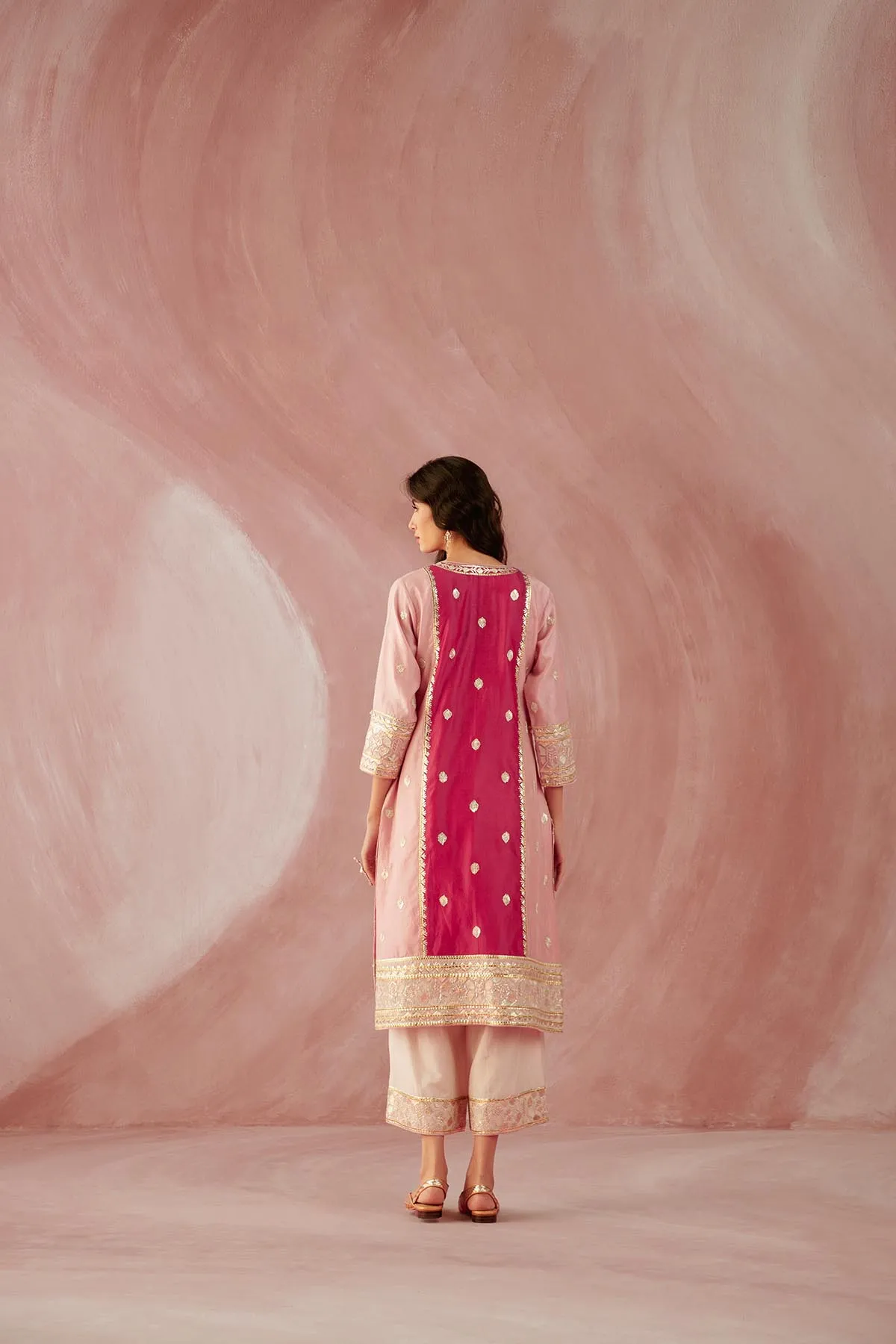 Blush & Crimson Color Block Kurta Set