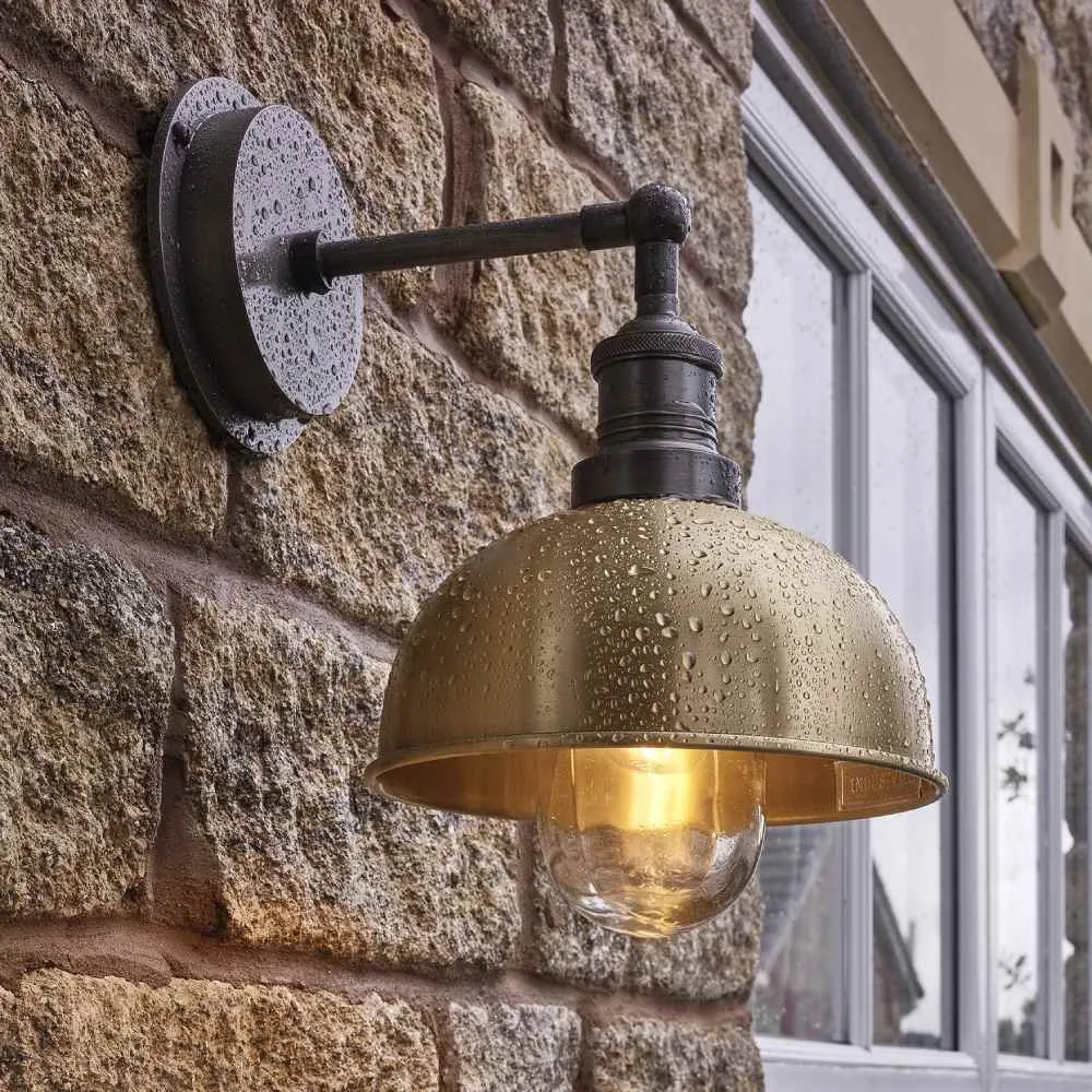 Brooklyn Outdoor & Bathroom 8 inch Dome Wall Light - Brass - Industville