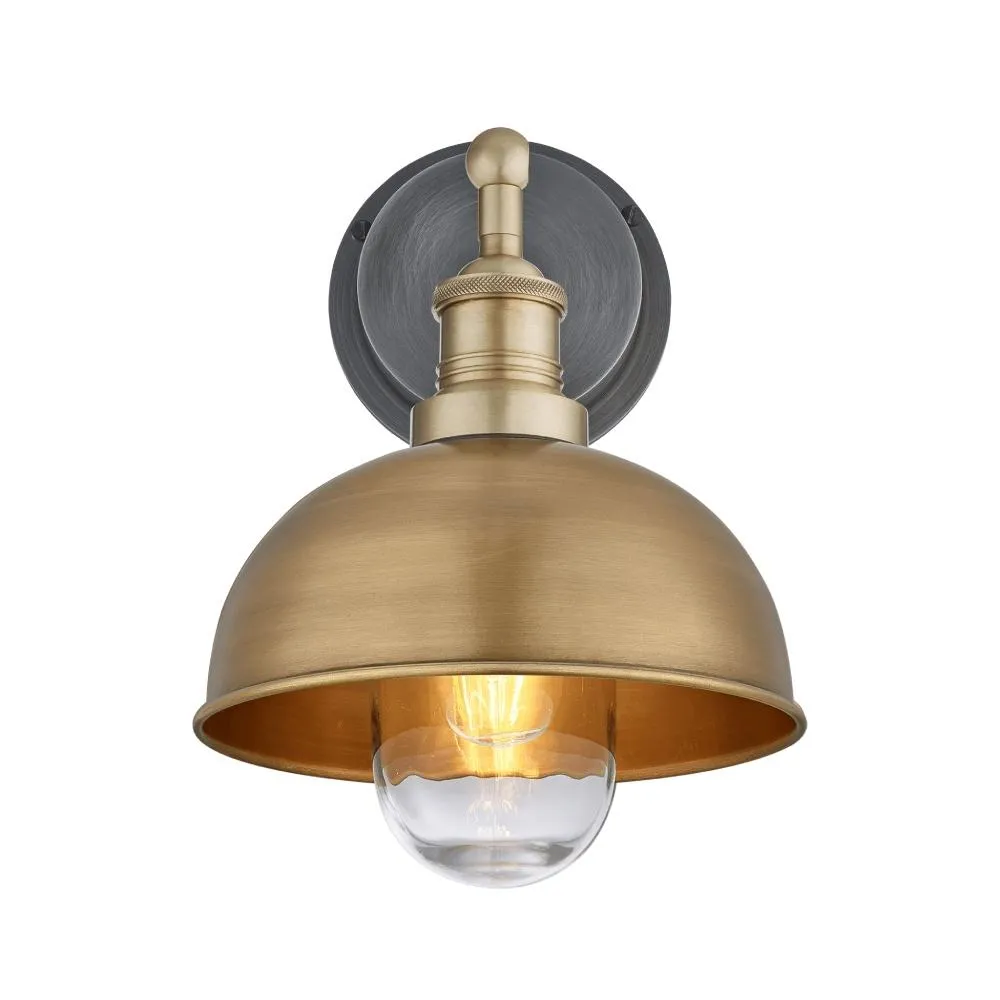 Brooklyn Outdoor & Bathroom 8 inch Dome Wall Light - Brass - Industville