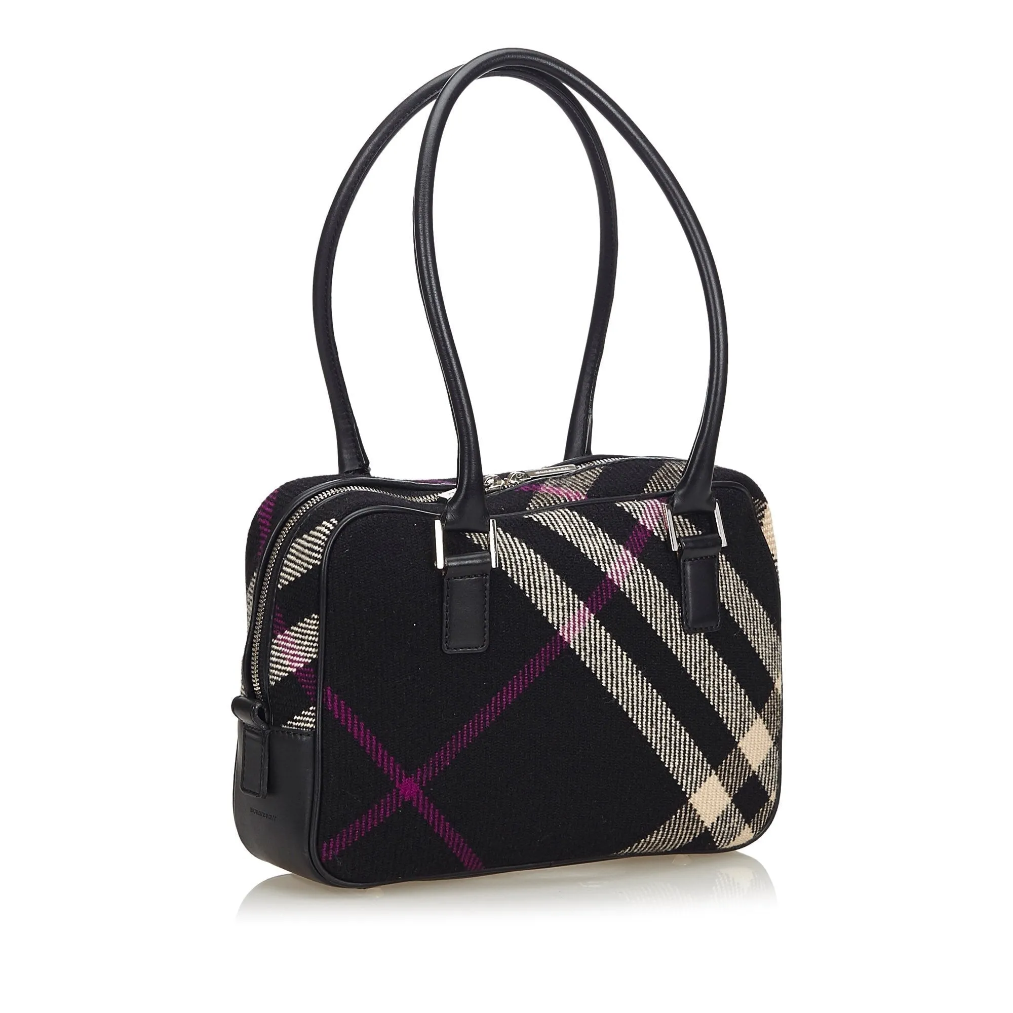 Burberry Black Wool Fabric Plaid Shoulder Bag United Kingdom