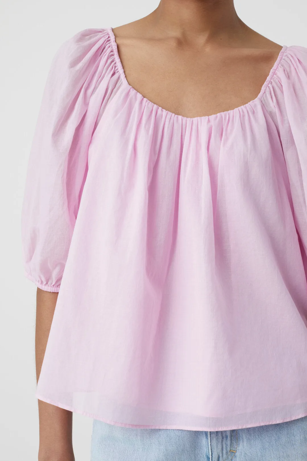 Closed Puff Sleeve Blouse in Blush