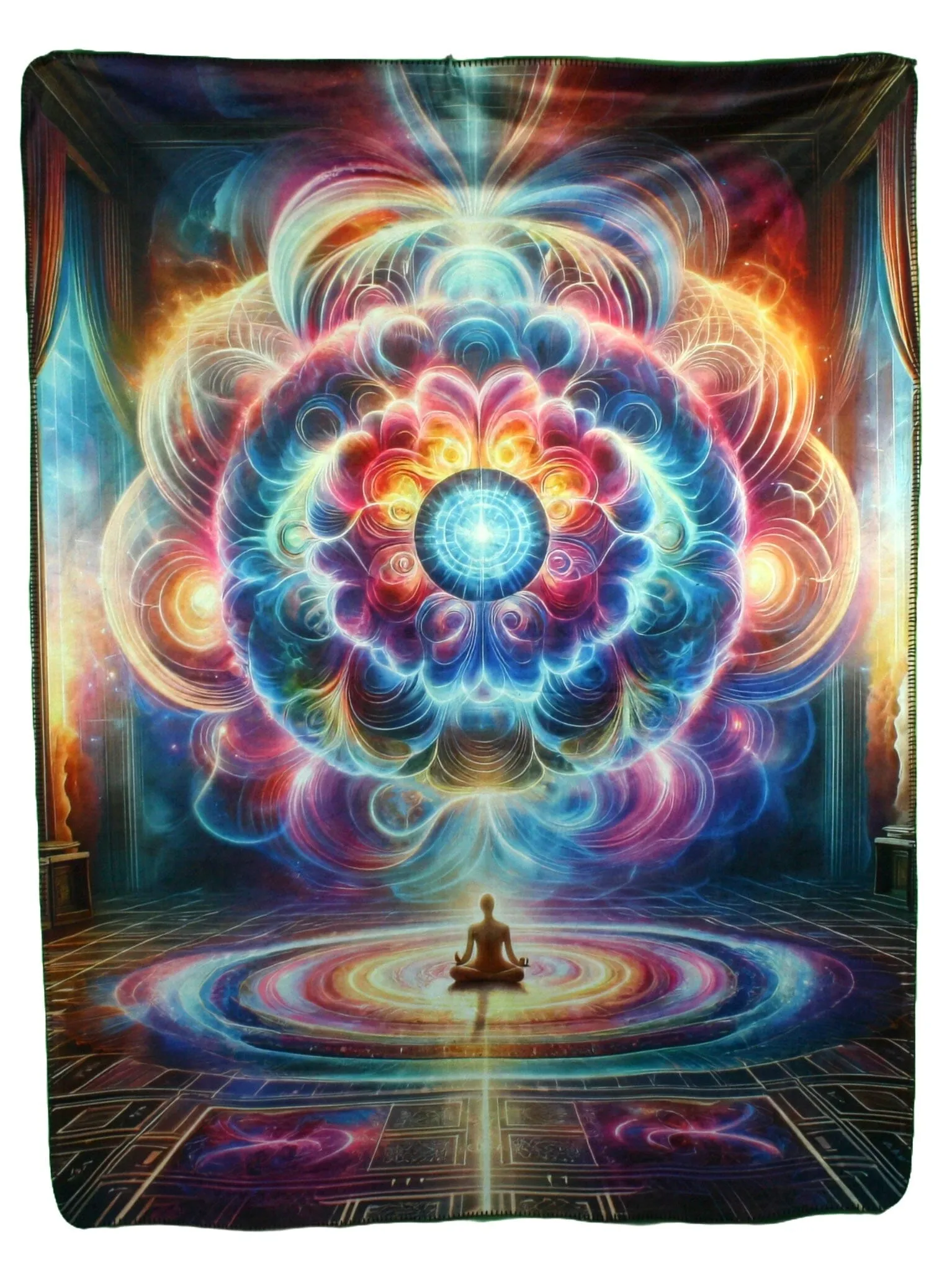 Cosmic Temple Black Sherpa Blanket