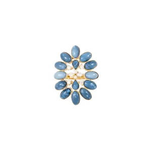 DIAMOND   BLUE OPAL BLOSSOM RING