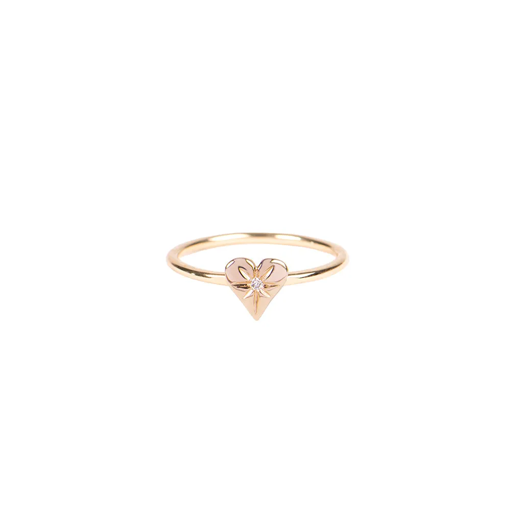 DIAMOND CENTER HEART BURST WAIF RING