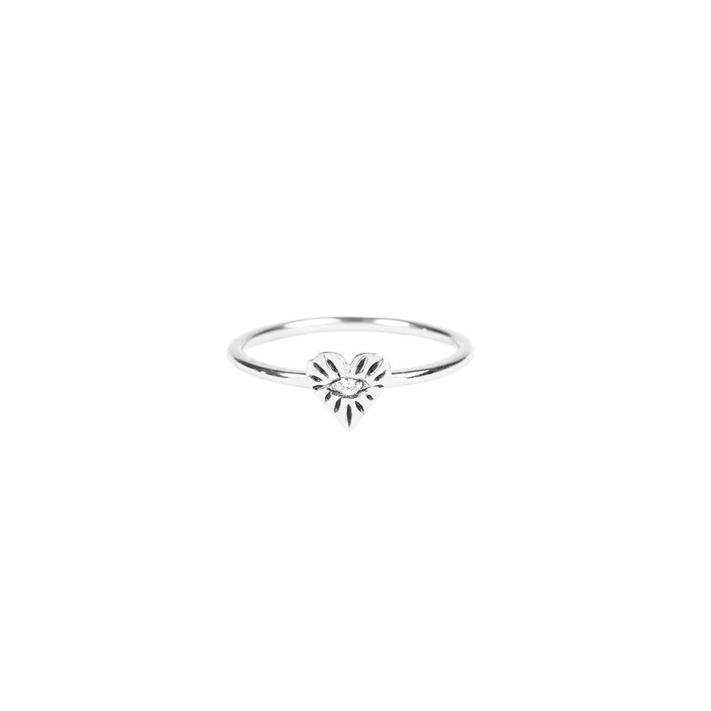 DIAMOND CENTER HEART EYE BURST WAIF RING