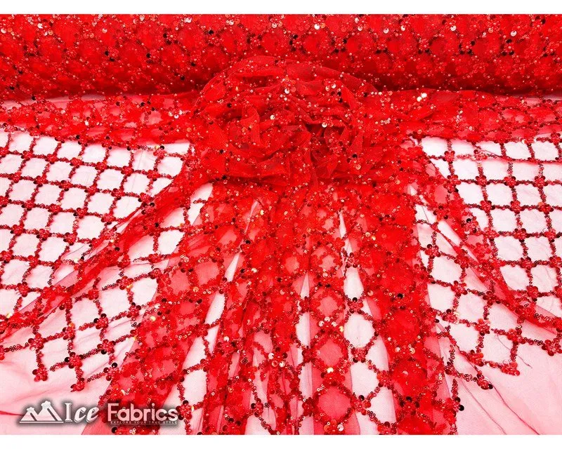 Embroidered Beaded Fabric Geometric Sequin Lace