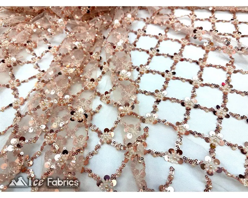 Embroidered Beaded Fabric Geometric Sequin Lace