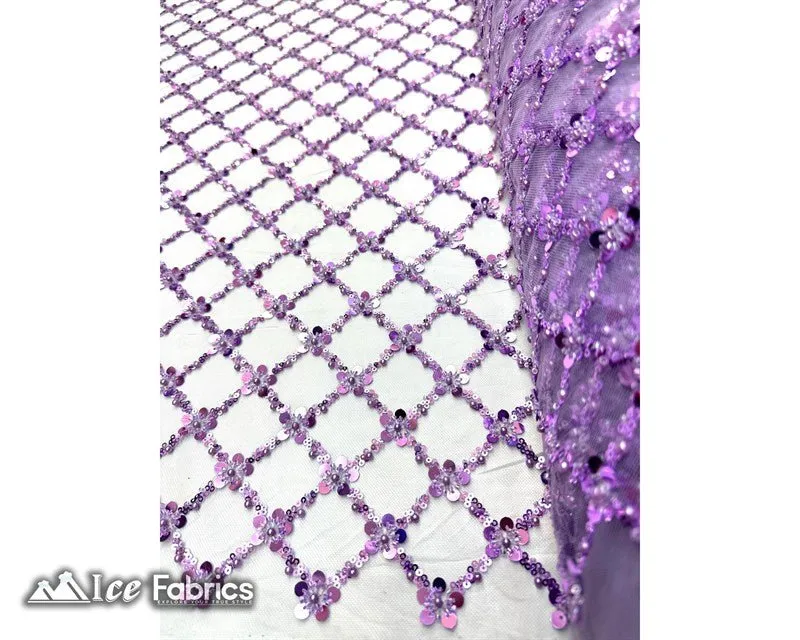 Embroidered Beaded Fabric Geometric Sequin Lace