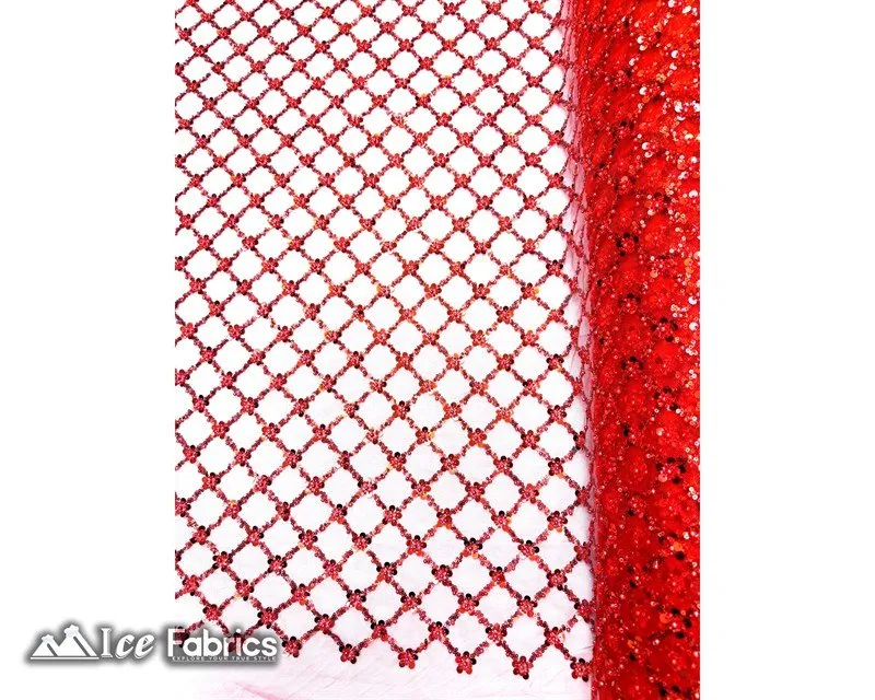 Embroidered Beaded Fabric Geometric Sequin Lace