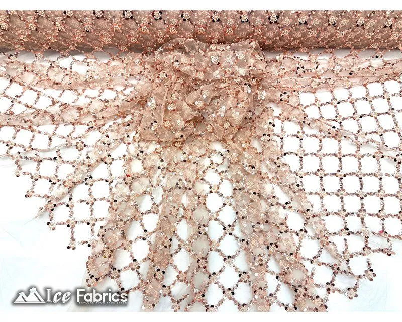 Embroidered Beaded Fabric Geometric Sequin Lace