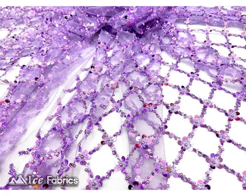 Embroidered Beaded Fabric Geometric Sequin Lace