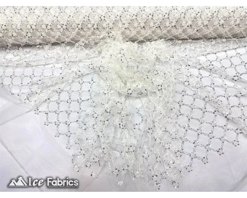 Embroidered Beaded Fabric Geometric Sequin Lace