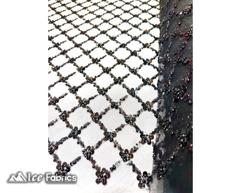 Embroidered Beaded Fabric Geometric Sequin Lace