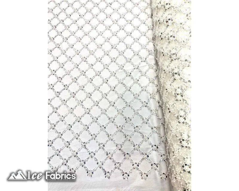 Embroidered Beaded Fabric Geometric Sequin Lace