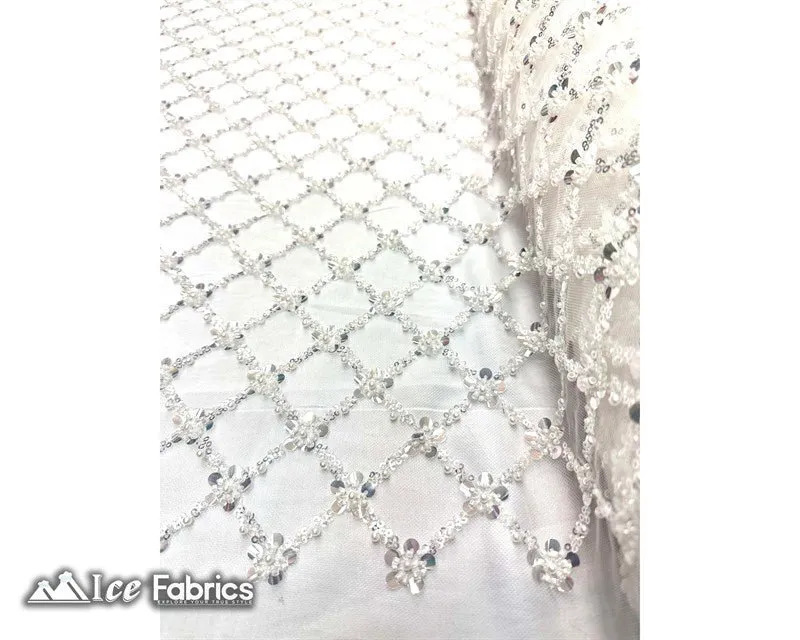 Embroidered Beaded Fabric Geometric Sequin Lace