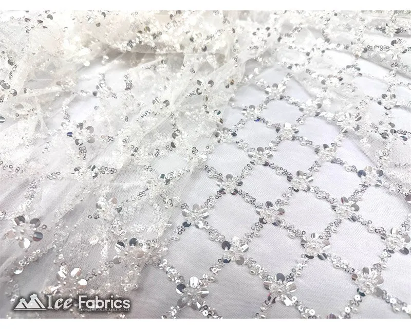 Embroidered Beaded Fabric Geometric Sequin Lace