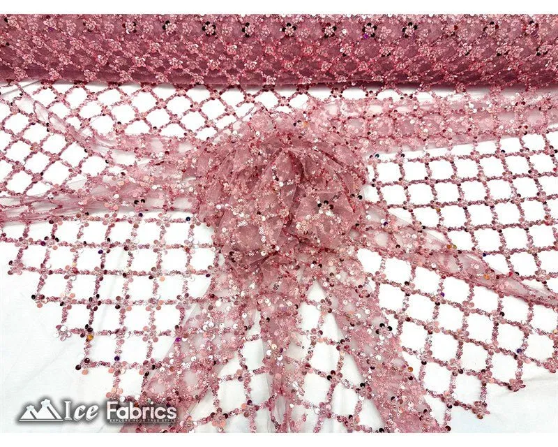 Embroidered Beaded Fabric Geometric Sequin Lace