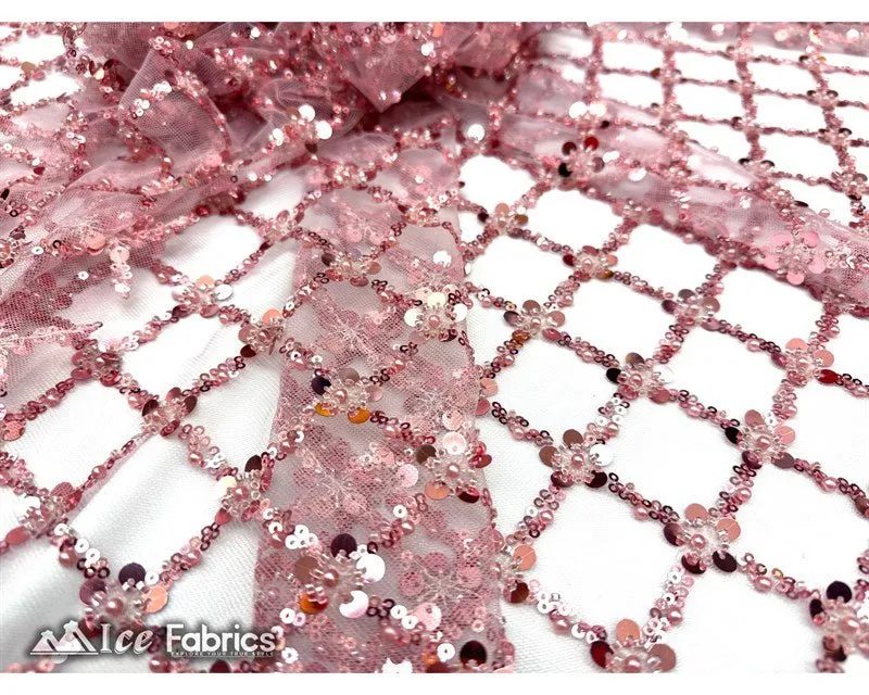 Embroidered Beaded Fabric Geometric Sequin Lace