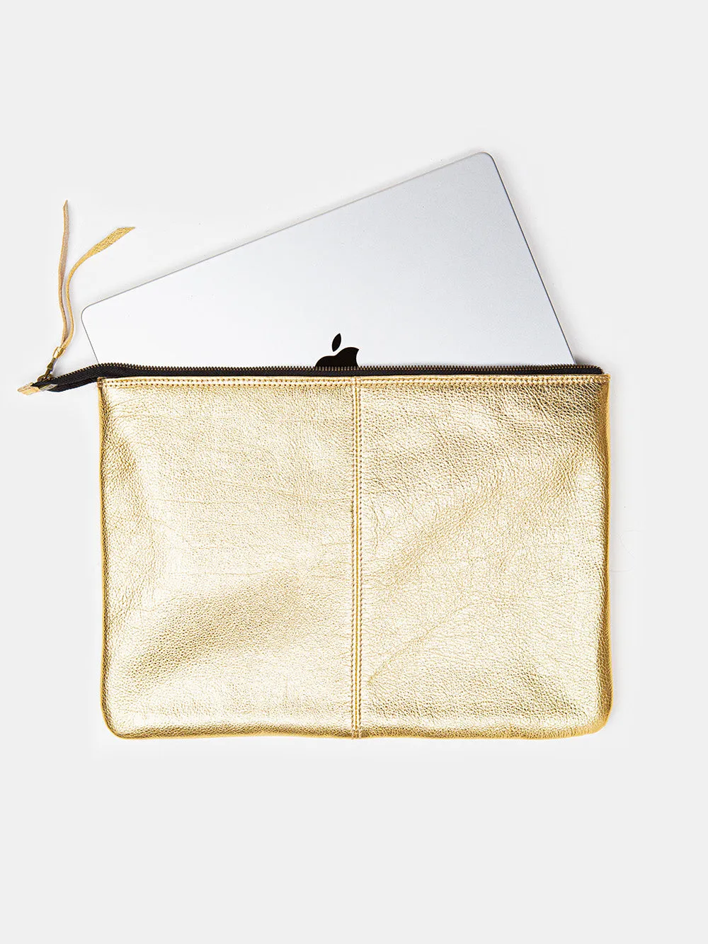 Esben Leather Laptop Folio in Gold