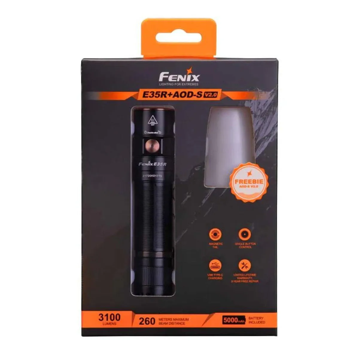 Fenix E35R V3   AOS V2 Diffuser Flashlight Bundle