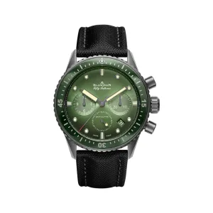 Fifty Fathoms Bathyscaphe Chronographe Flyback Ceramic 43.6mm - Green on Sail-canvas Strap