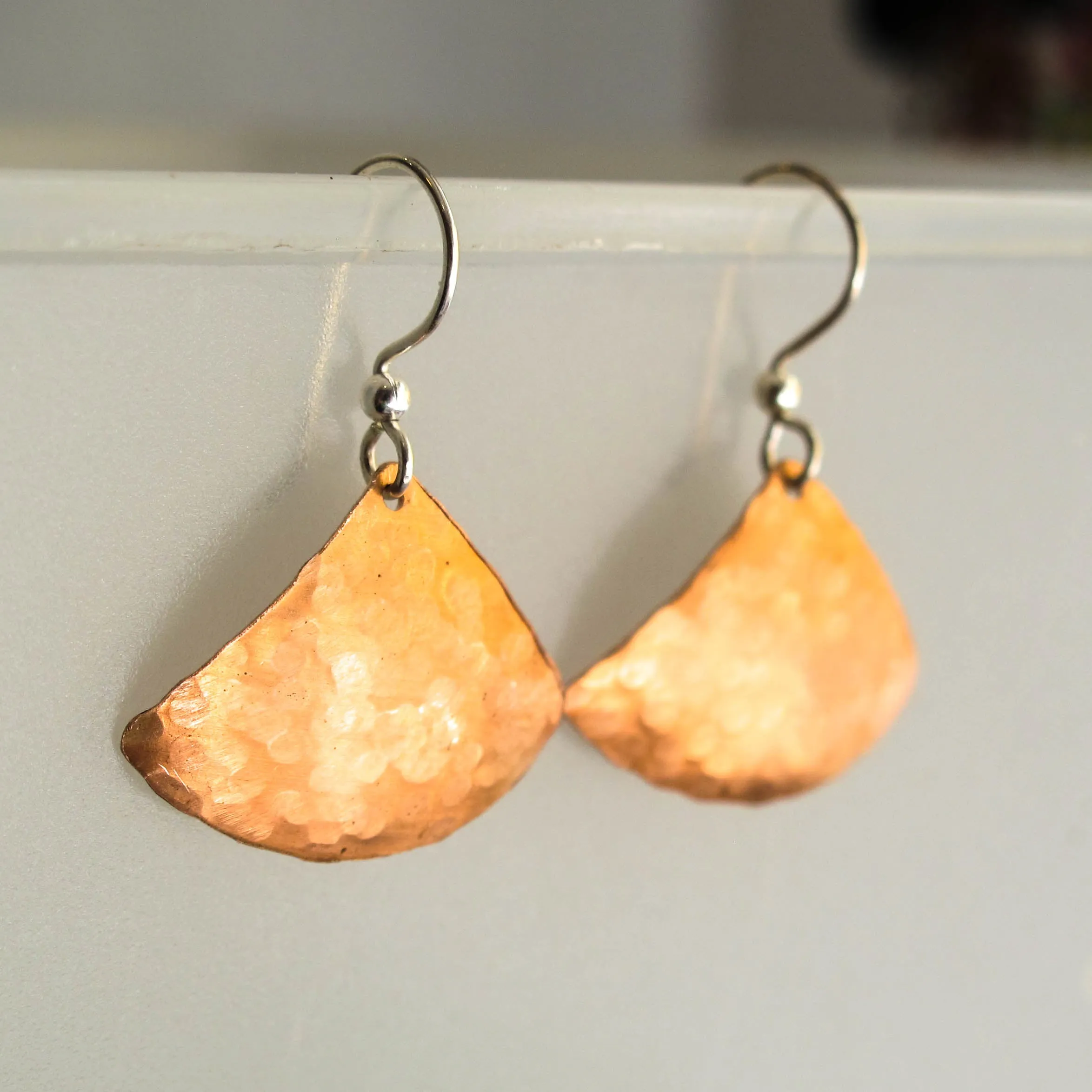 Flamenco Fan Hammered Copper Earrings