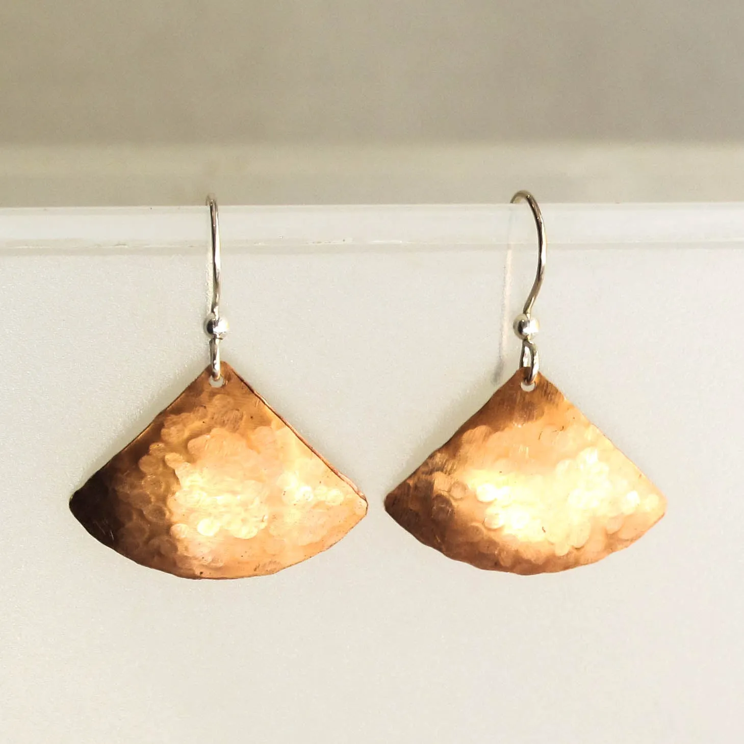 Flamenco Fan Hammered Copper Earrings