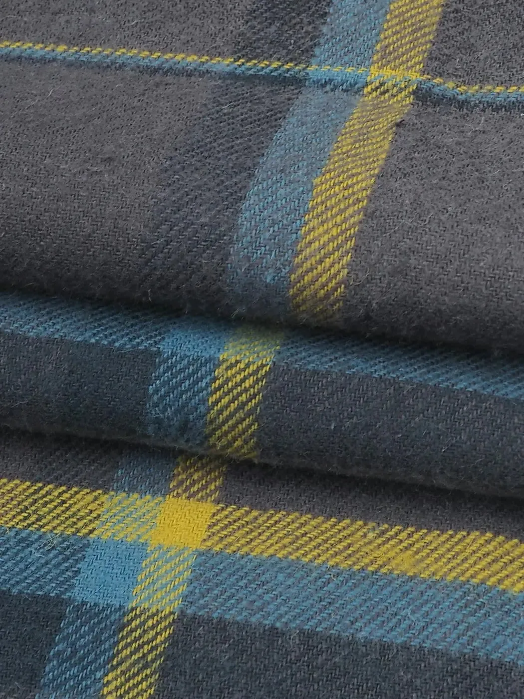 Hemp & Organic Cotton Mid-Weight Check Twill Flannel Fabric ( GH66D166A )