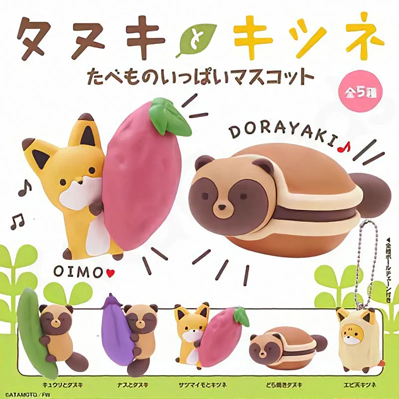 KITAN CLUB Little Fox and Little Raccoon Eggplant Cucumber and Purple Sweet Potato Gacha