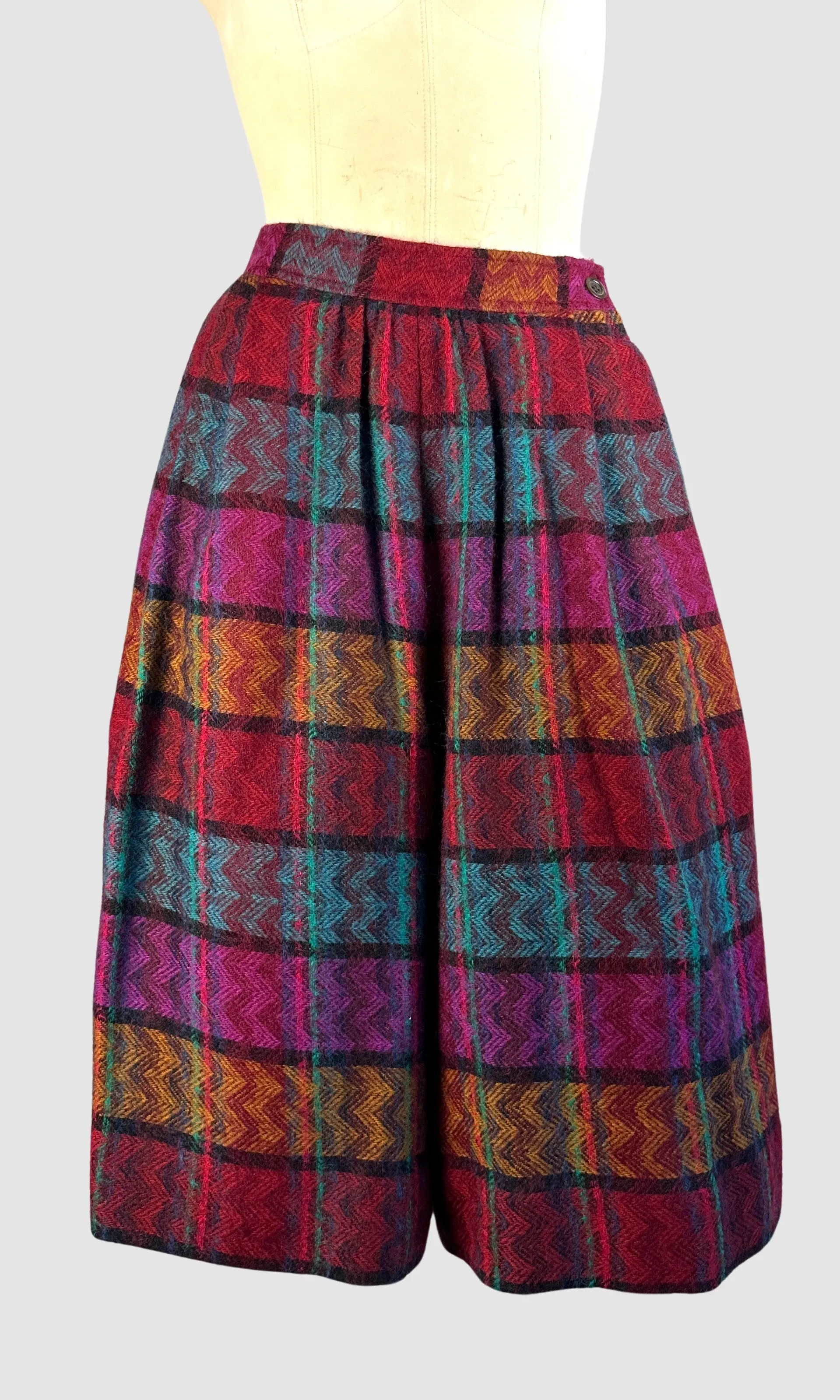 LANVIN 70s Plaid Tweed Culottes • Small